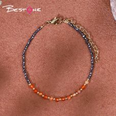 Bracelet - Red agate - faceted bead -3.5mm+ Hemitite - faceted bead -2mm+ copper bead -2mm-18+4.5cm