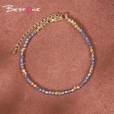 Bracelet - Hemitite - faceted beads - Silver -3mm+ copper plated gold flower beads -3mm-18+6cm