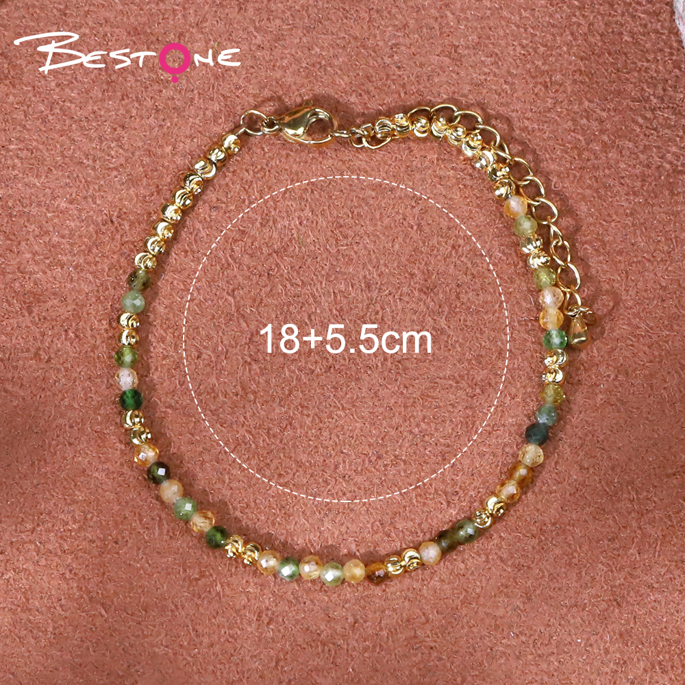 Bracelet - Hemitite - faceted beads - Silver -3mm+ copper plated gold flower beads -3mm-18+6cm