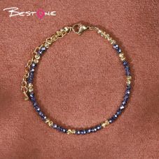 Bracelet - Hemitite - faceted bead - Gun black -3mm+ Copper plated gold flower bead -3mm-18+6cm