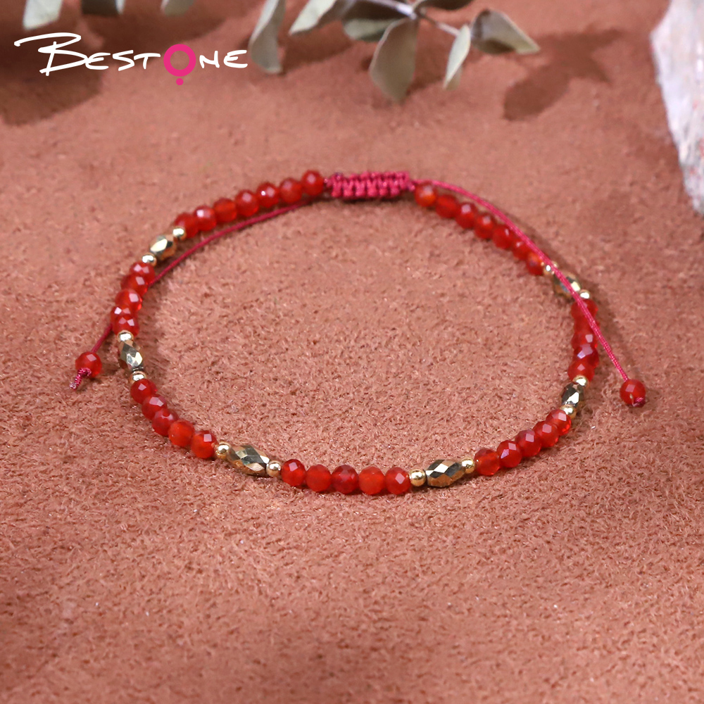 Bracelet - Material - faceted bead -3mm+ bead - faceted -3*5mm+ copper bead -2mm- Drawstring