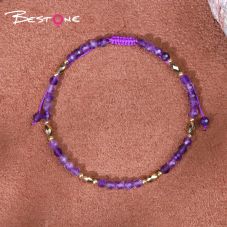 Bracelet - Amethyst - faceted bead -3mm+ bead - faceted -3*5mm+ copper bead -2mm- Drawstring