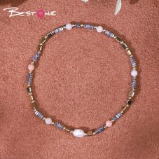 Bracelet - pearl - 4 * 5 mm + material - nib - 3.5 mm square - 2 * 1 mm + + stone - stone - GuanZhu - - golden triangle - + 3 * 3 mm copper beads - 2 mm - bungee cord