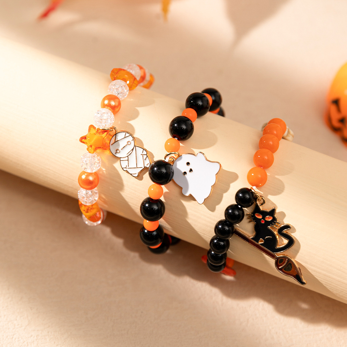 bat ghost pumpkin Halloween bracelet