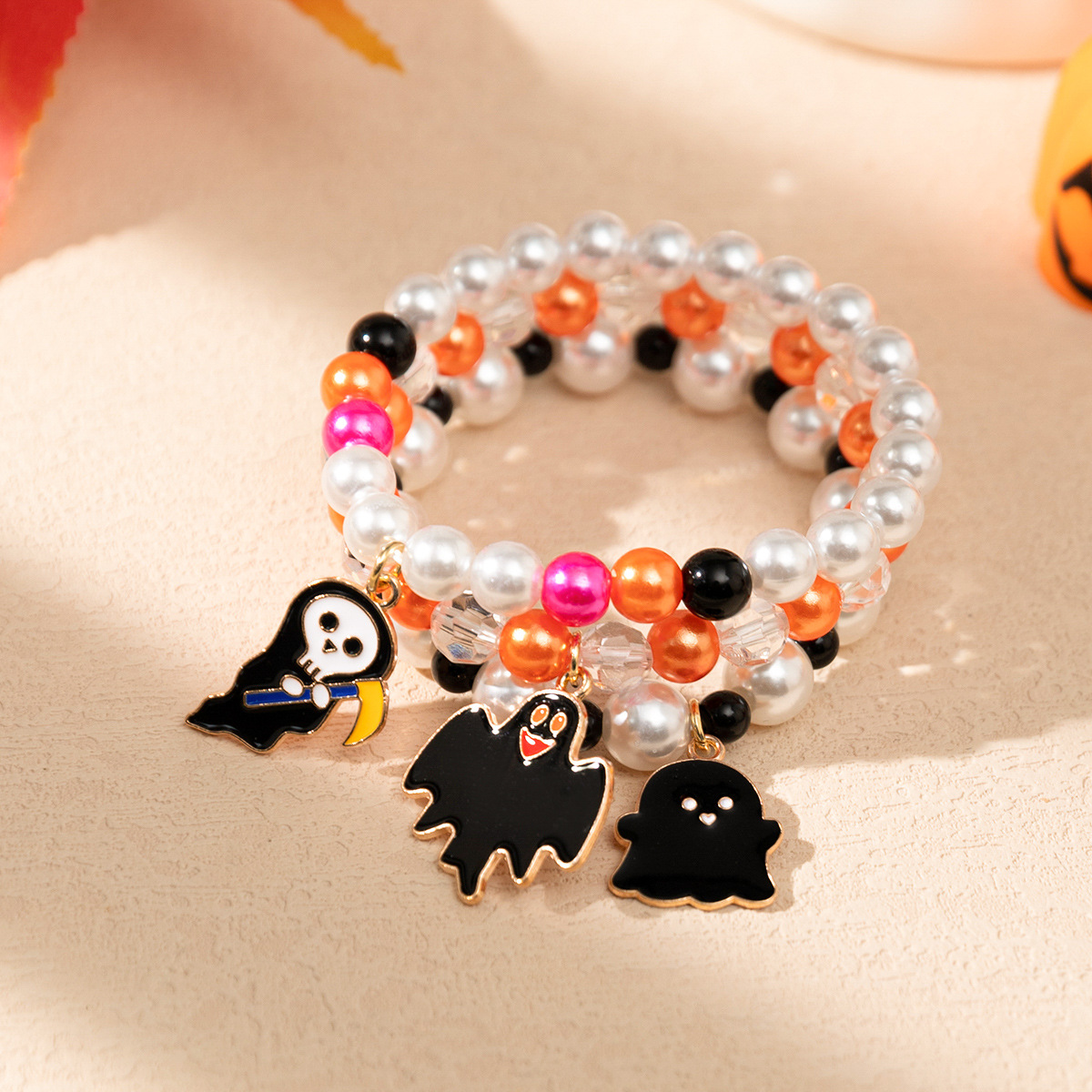 bat ghost pumpkin Halloween bracelet