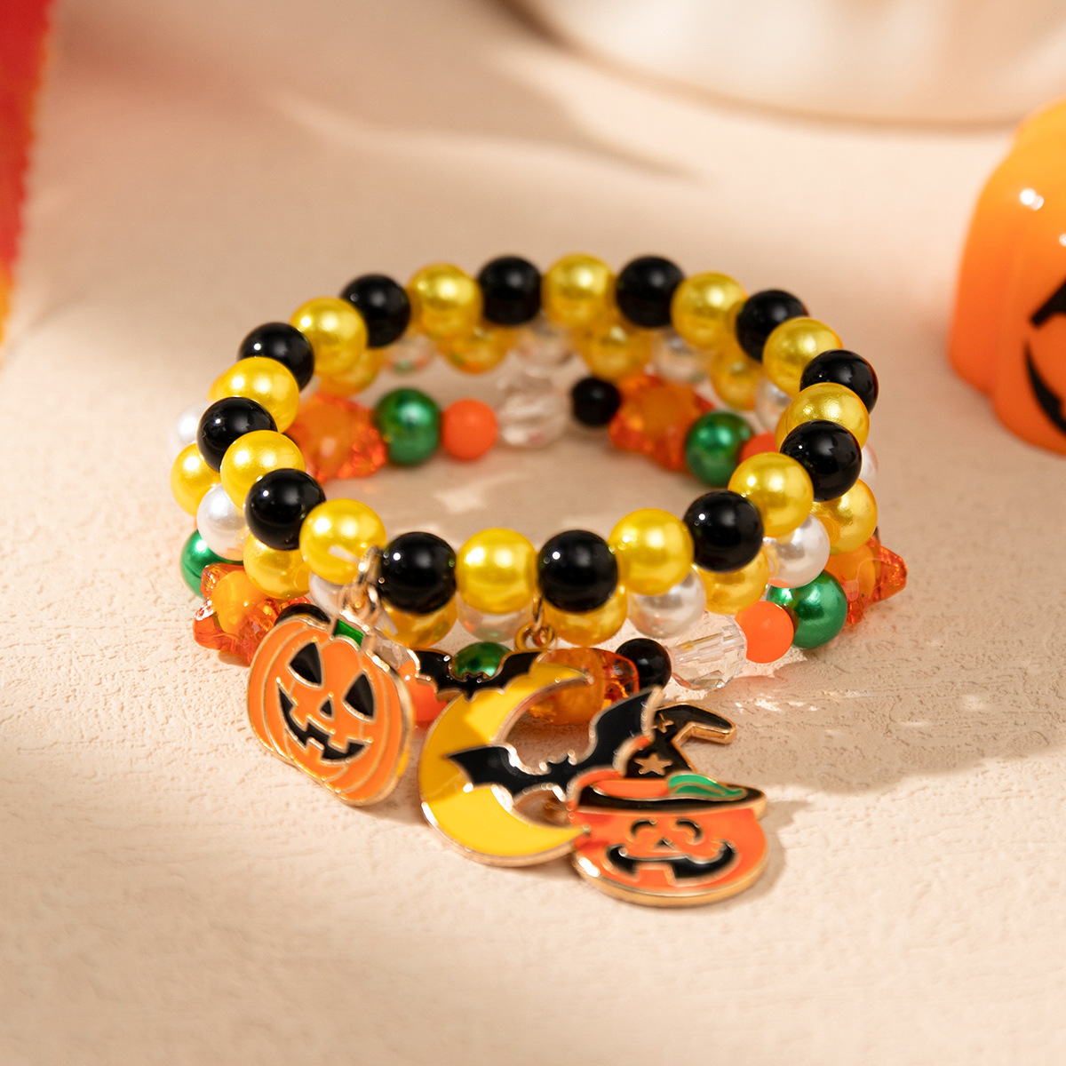 bat ghost pumpkin Halloween bracelet