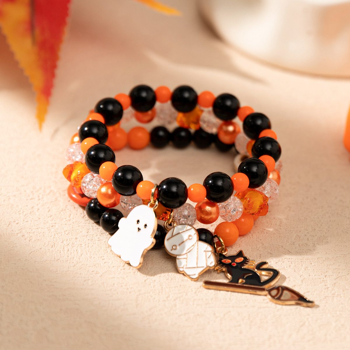 bat ghost pumpkin Halloween bracelet