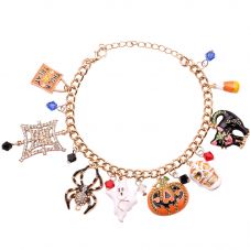 Alloy Halloween bracelet with pumpkin ghost charms