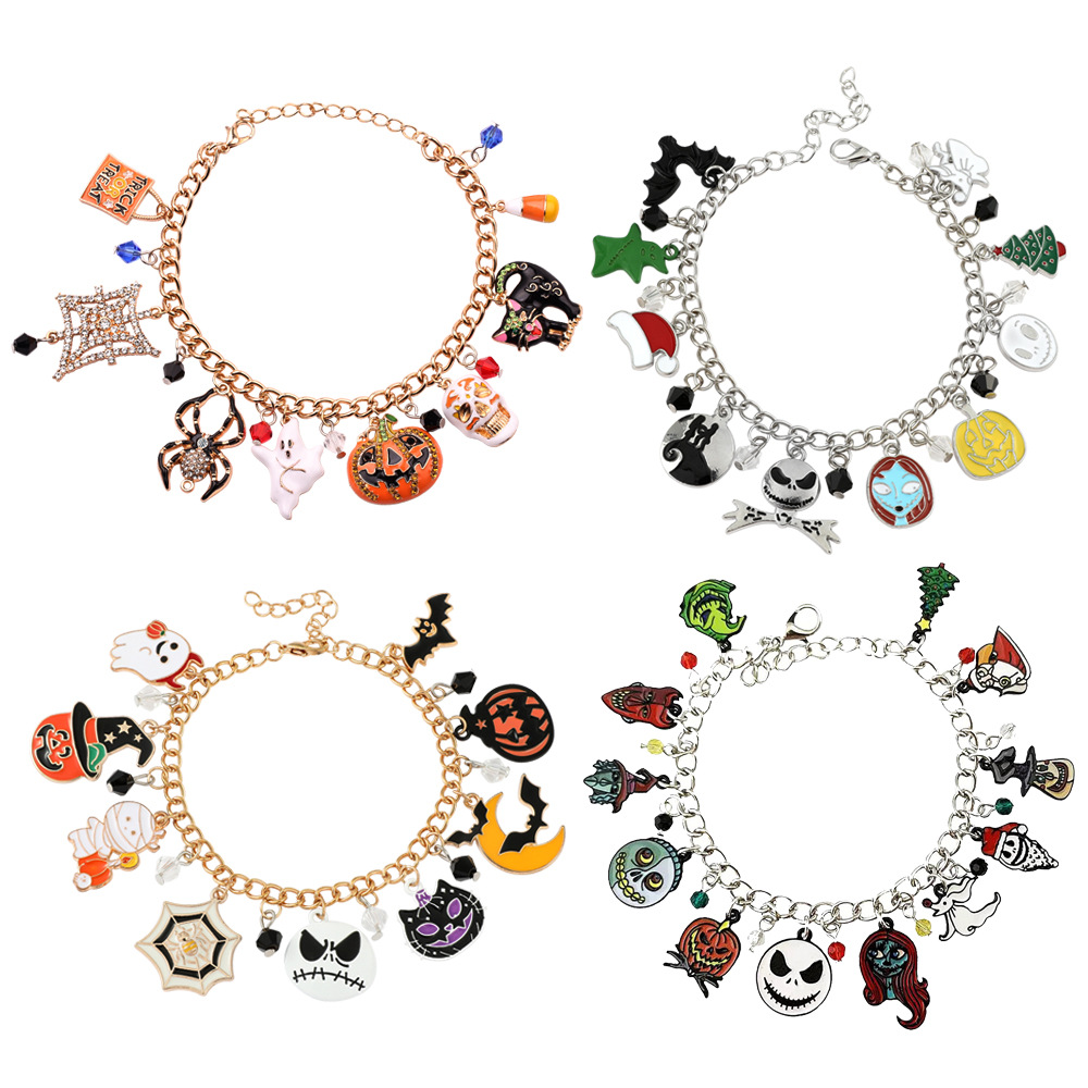 Alloy Halloween bracelet with pumpkin ghost charms