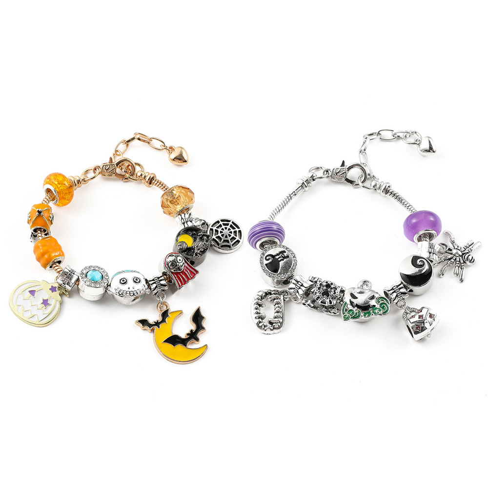 Alloy Halloween bracelet with pumpkin ghost charms