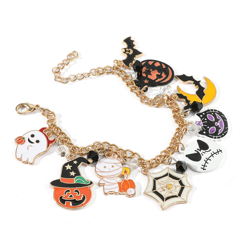 Alloy Halloween bracelet with pumpkin ghost charms