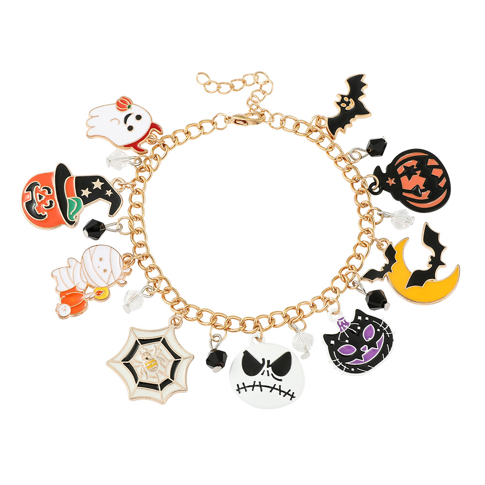 Alloy Halloween bracelet with pumpkin ghost charms