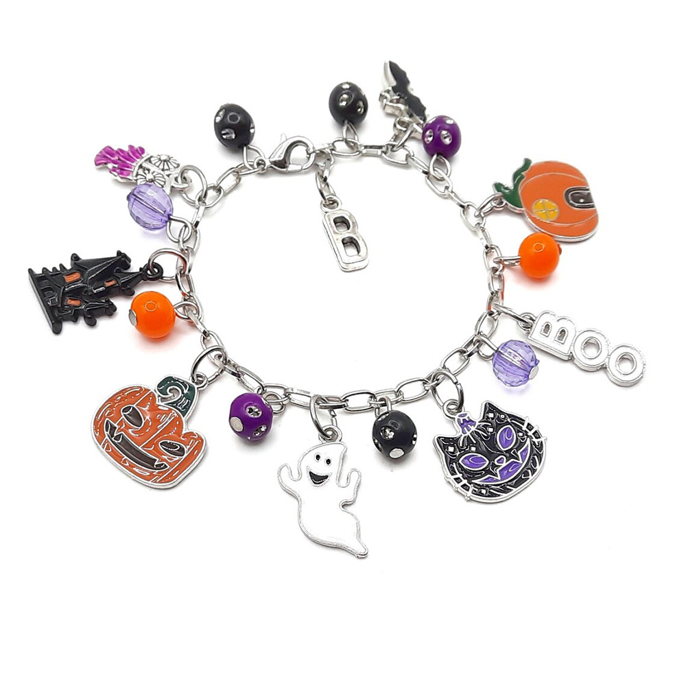 Alloy Halloween bracelet with pumpkin ghost charms