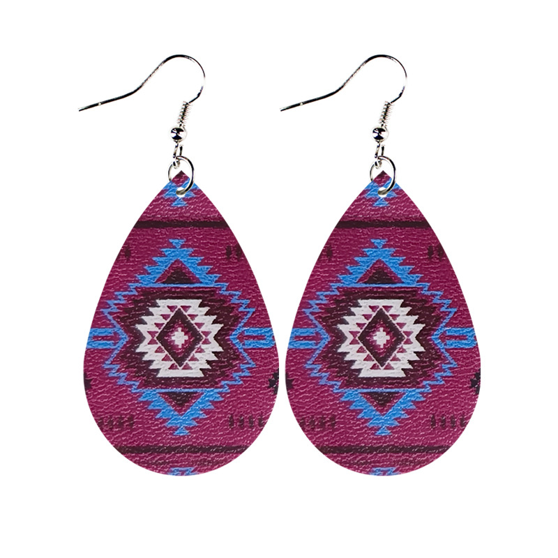 Custom Logo Sublimation Tear Drop Earrings Fashionable PU Leather Design for Bohemian Style Handmade