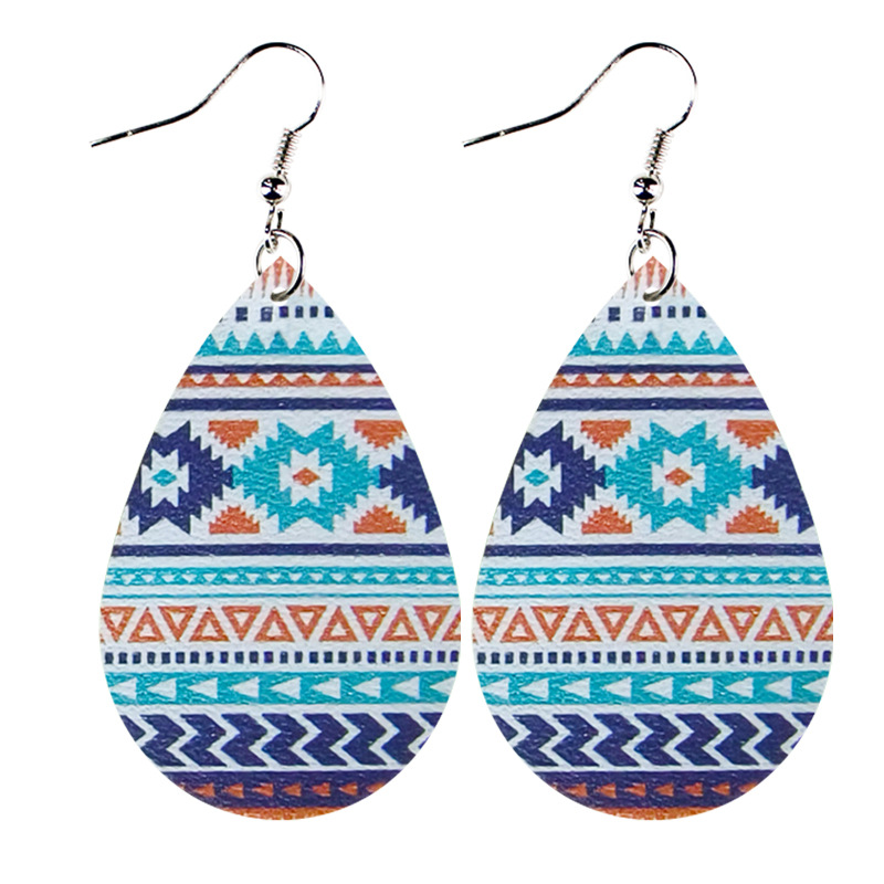 Custom Logo Sublimation Tear Drop Earrings Fashionable PU Leather Design for Bohemian Style Handmade