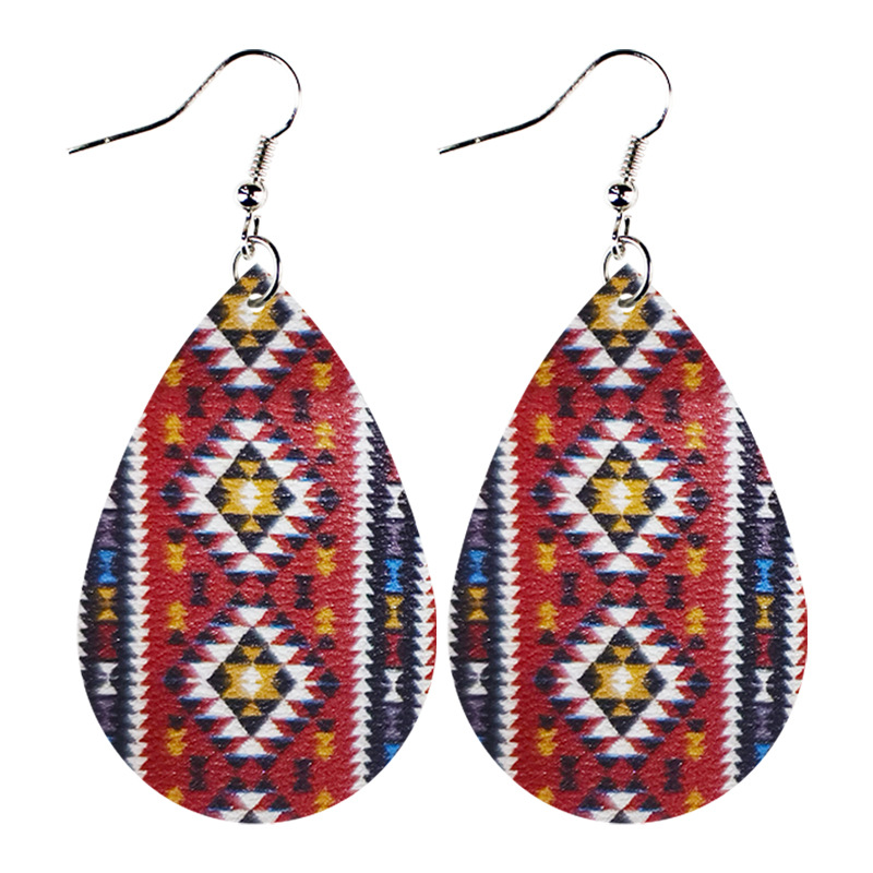 Custom Logo Sublimation Tear Drop Earrings Fashionable PU Leather Design for Bohemian Style Handmade