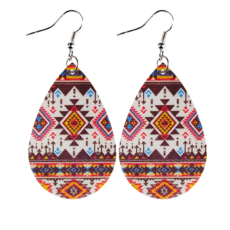 Custom Logo Sublimation Tear Drop Earrings Fashionable PU Leather Design for Bohemian Style Handmade