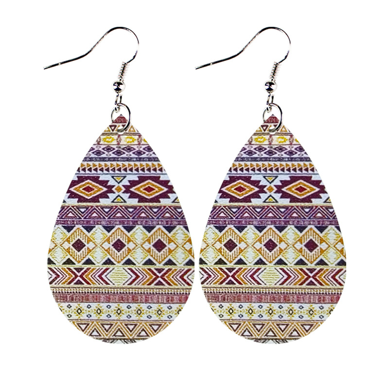 Custom Logo Sublimation Tear Drop Earrings Fashionable PU Leather Design for Bohemian Style Handmade