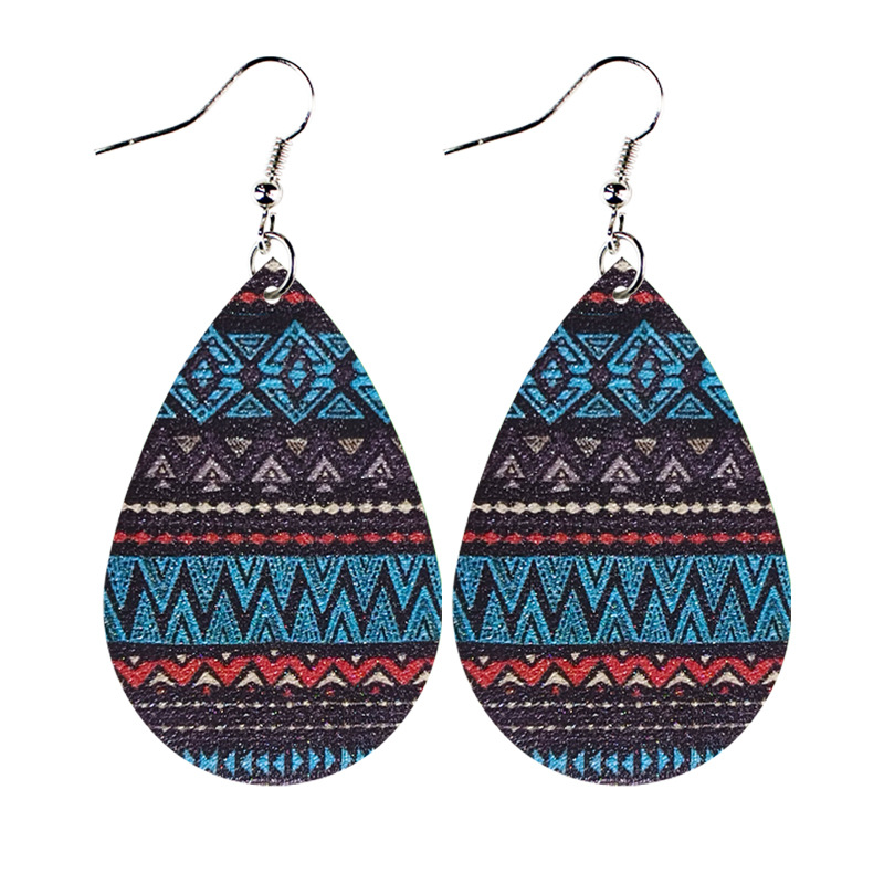 Custom Logo Sublimation Tear Drop Earrings Fashionable PU Leather Design for Bohemian Style Handmade