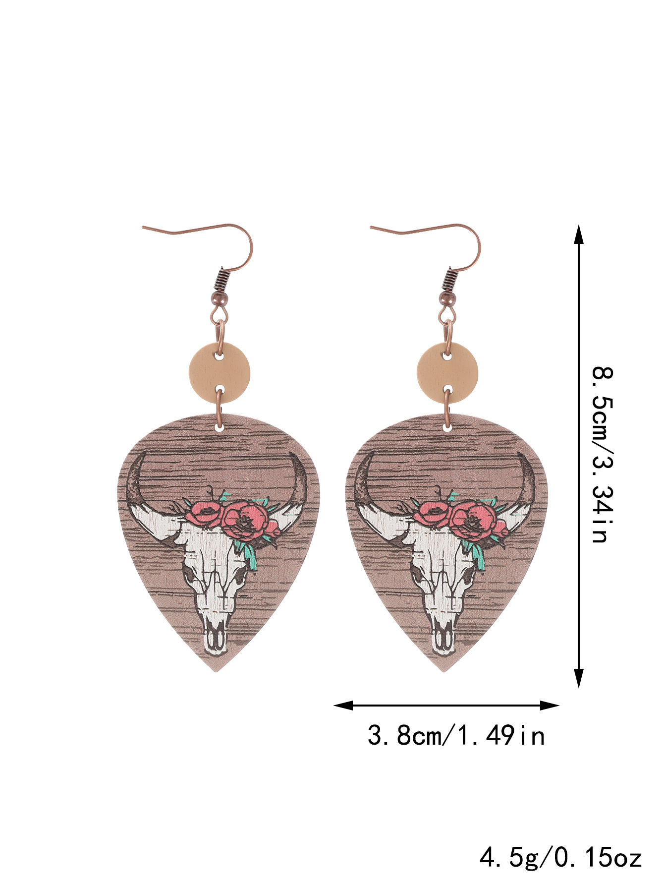 Bestone Western Style Cactus Sunflower Hook Earrings for Women Wooden Western Style Cactus Geometric Pendant Earrings