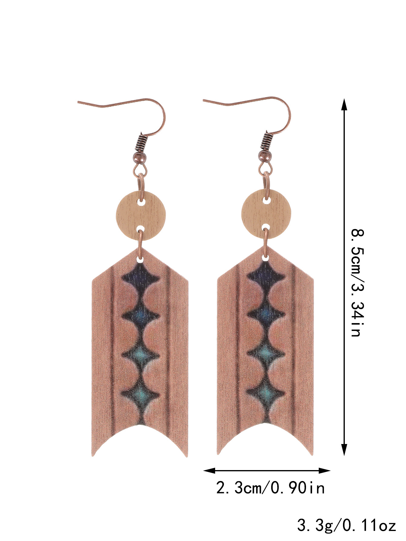 Bestone Western Style Cactus Sunflower Hook Earrings for Women Wooden Western Style Cactus Geometric Pendant Earrings