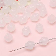 White Glass Lantern Beads, 8x9mm, 1mm Hole, 20 pcs - Perfect for DIY Jewelry Making