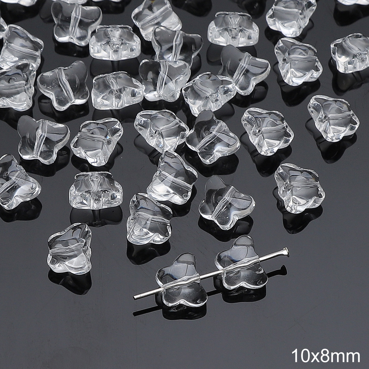 Transparent Glass Arrow Beads for Jewelry Making - 6x5mm with 1mm Hole - 20-Piece Pack for DIY Craft