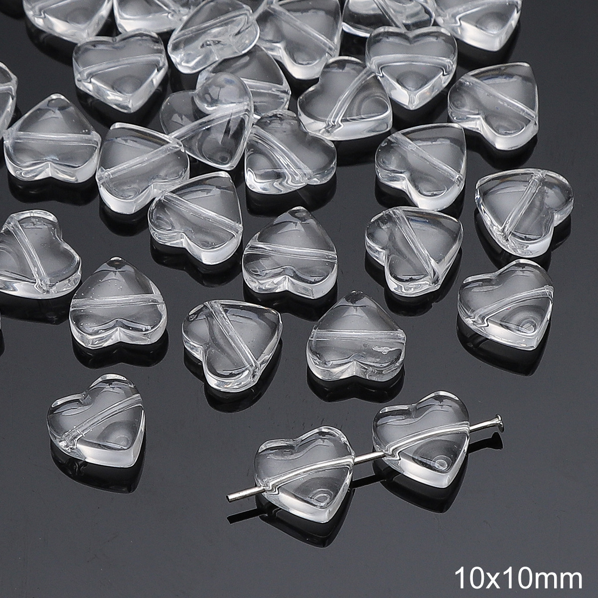 Transparent Glass Arrow Beads for Jewelry Making - 6x5mm with 1mm Hole - 20-Piece Pack for DIY Craft