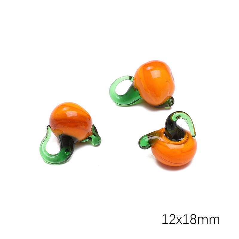 Orange Pumpkin Glass Beads - 12x19mm with 4mm Hole - Perfect for Crafting & Jewelry Making