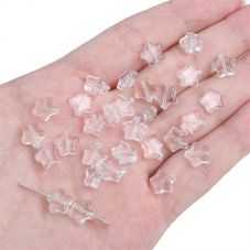 Glass Beads - Transparent Five-Pointed Star Shape - 8mm with 1mm Hole - Pack of 10