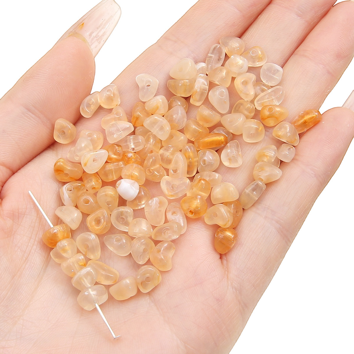 Acrylic Beads - Pebble Style - 5-8mm Size with 1mm Hole - Approx. 80 Beads, 10g Per Pack