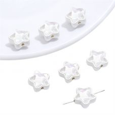 Glass & Alloy Pendant Set - Transparent Five-Pointed Star Beads, 12mm - 1mm Hole - Pre-Mounted on Alloy Bases - 10 Sets/Pack