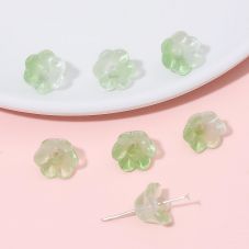 Glass Bead Flower Holders - Fresh Green Color - 12x7mm Size with 1mm Hole - 10 Pieces Per Pack