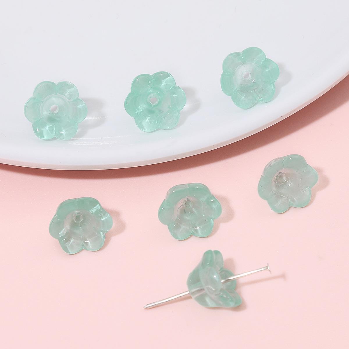 Glass Bead Flower Holders - Fresh Green Color - 12x7mm Size with 1mm Hole - 10 Pieces Per Pack