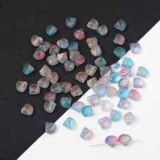 Glass Beads - Iridescent Shell with Gold Glitter - 10x10x6mm - 1mm Hole - 20 Beads Per Pack