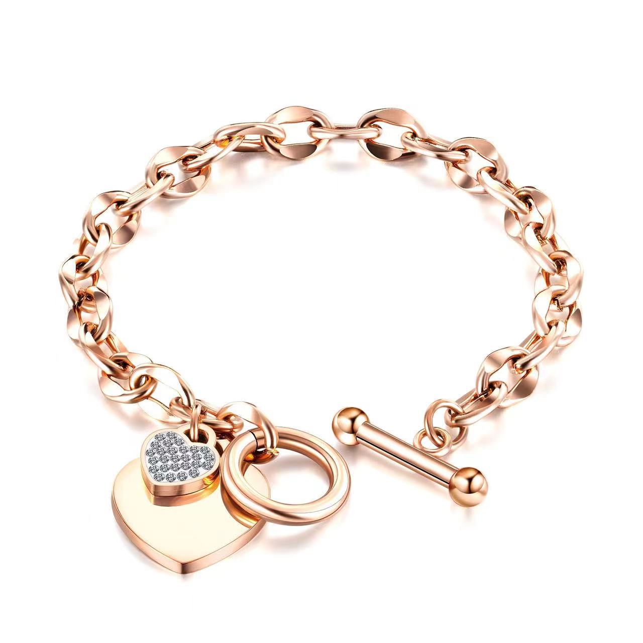 Valentine's Day Jewelry Bracelets Wristband Women Teen Girls Romantic Gift Stainless Steel Heart Bracelet