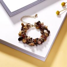 Hot-selling Natural Tiger's Eye Tumbled Stone Tassel Drop Bracelet