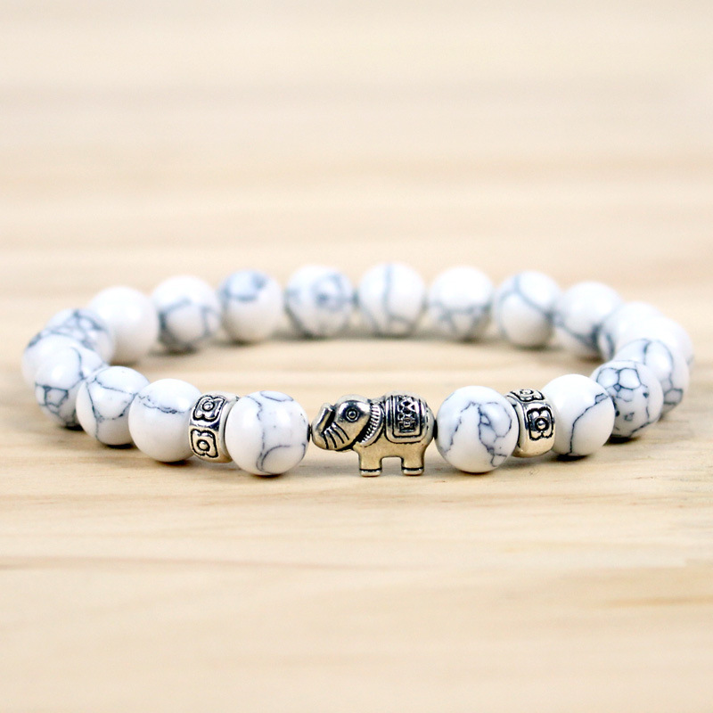 Trendy Best-selling Natural Stone Beaded Bracelet Featuring an Adorable Elephant Charm