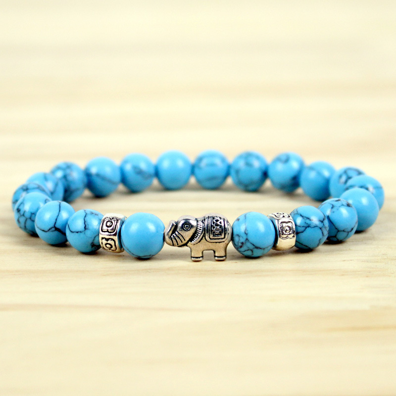 Trendy Best-selling Natural Stone Beaded Bracelet Featuring an Adorable Elephant Charm