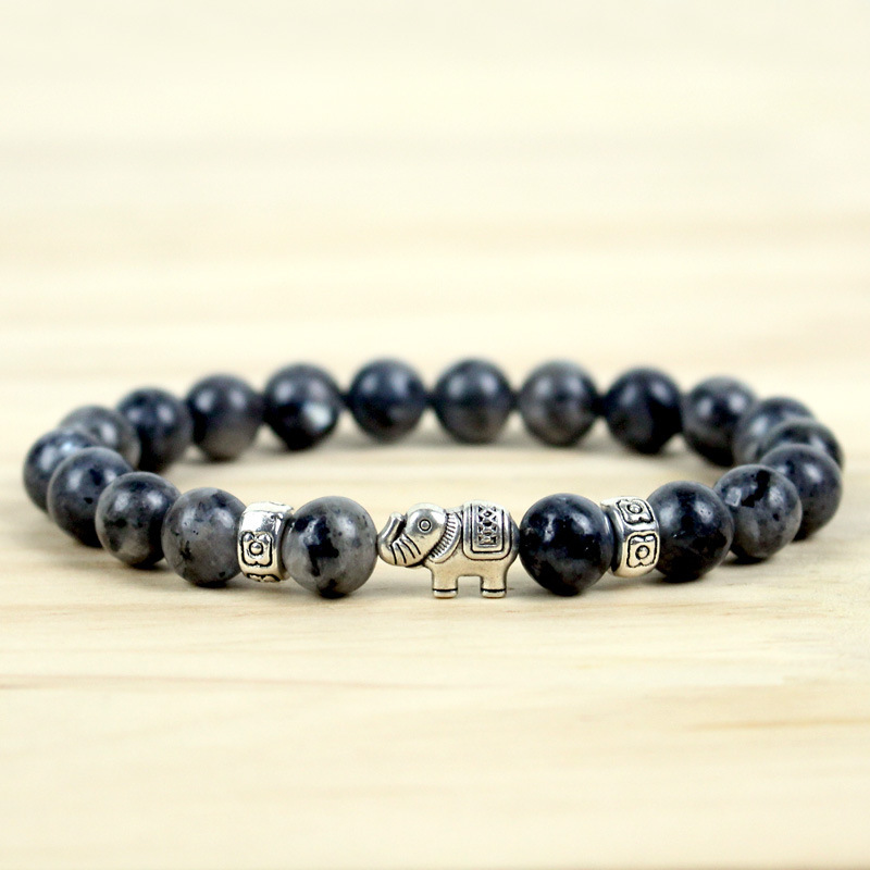 Trendy Best-selling Natural Stone Beaded Bracelet Featuring an Adorable Elephant Charm