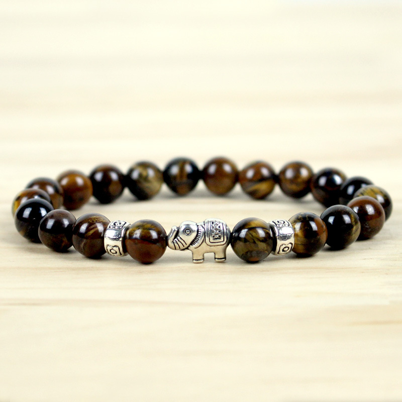 Trendy Best-selling Natural Stone Beaded Bracelet Featuring an Adorable Elephant Charm