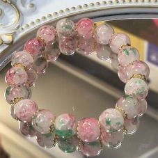 Cherry Blossom Glass Beaded Bracelet for Women