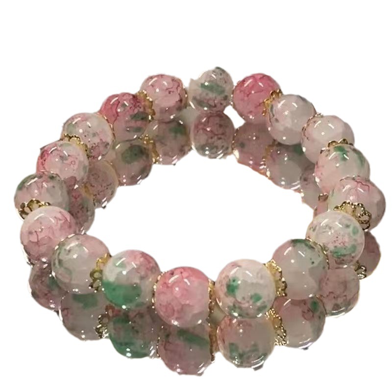 Cherry Blossom Glass Beaded Bracelet for Women