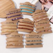 4mm 6mm 8mm Natural Stone Bead Bracelet for Women