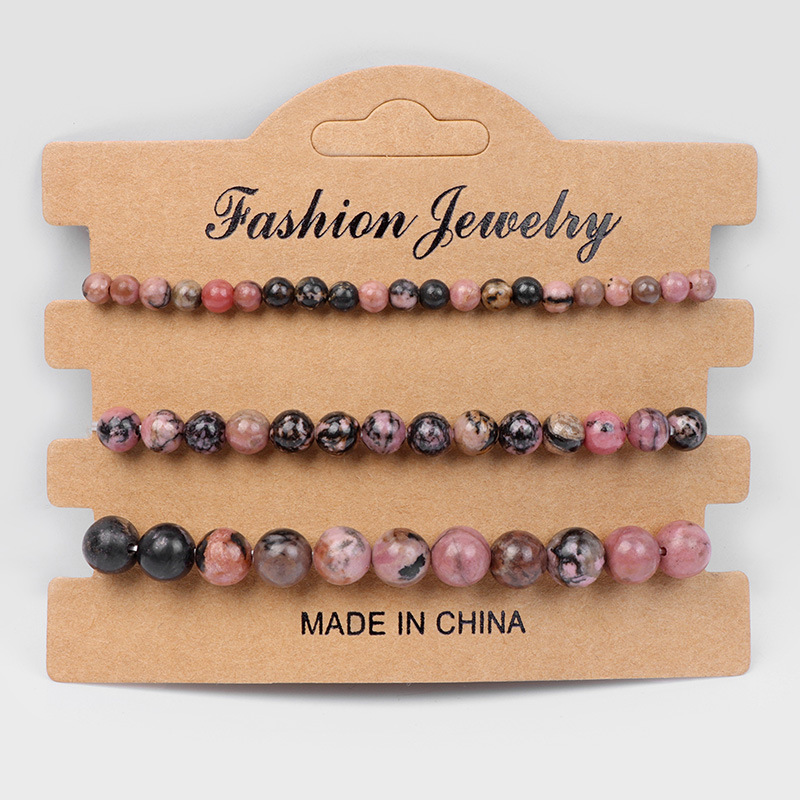 4mm 6mm 8mm Natural Stone Bead Bracelet for Women