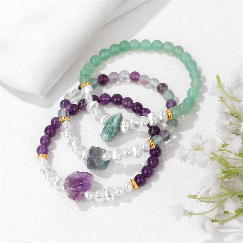 6mm Natural Amethyst Women's Bracelet Irregular Raw Stone