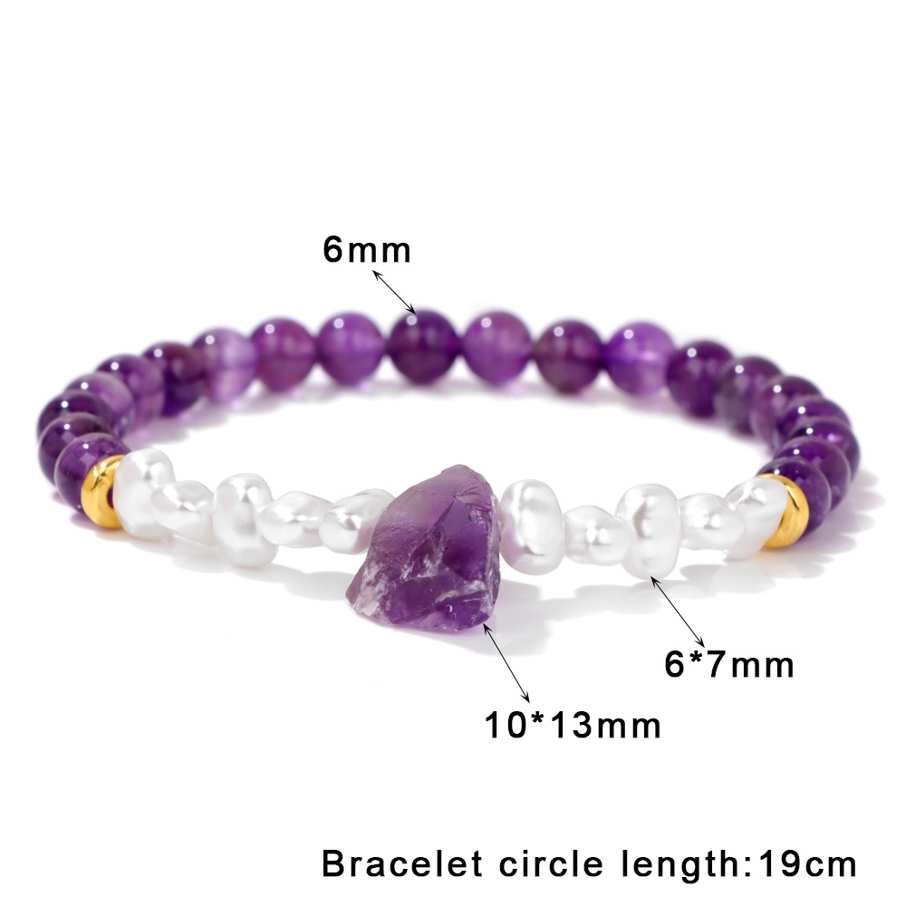 6mm Natural Amethyst Women's Bracelet Irregular Raw Stone