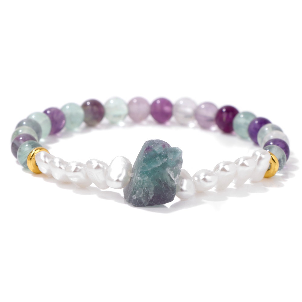 6mm Natural Amethyst Women's Bracelet Irregular Raw Stone