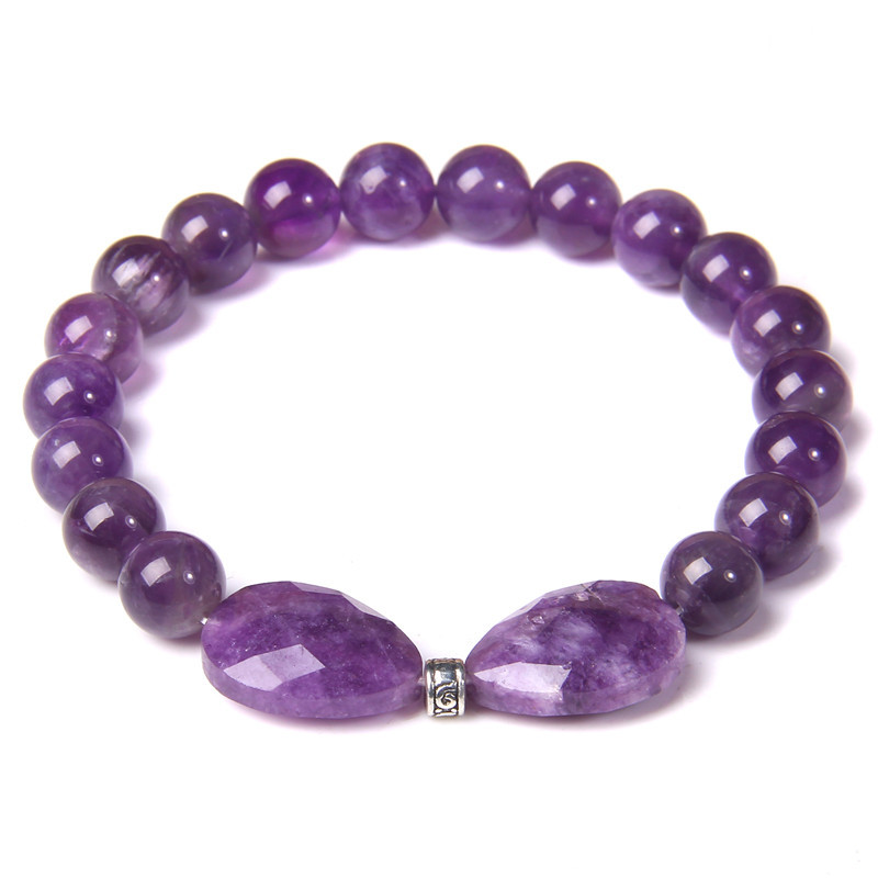 Best-Selling Natural Amethyst Women's Bracelet with Amethyst Heart Pendant