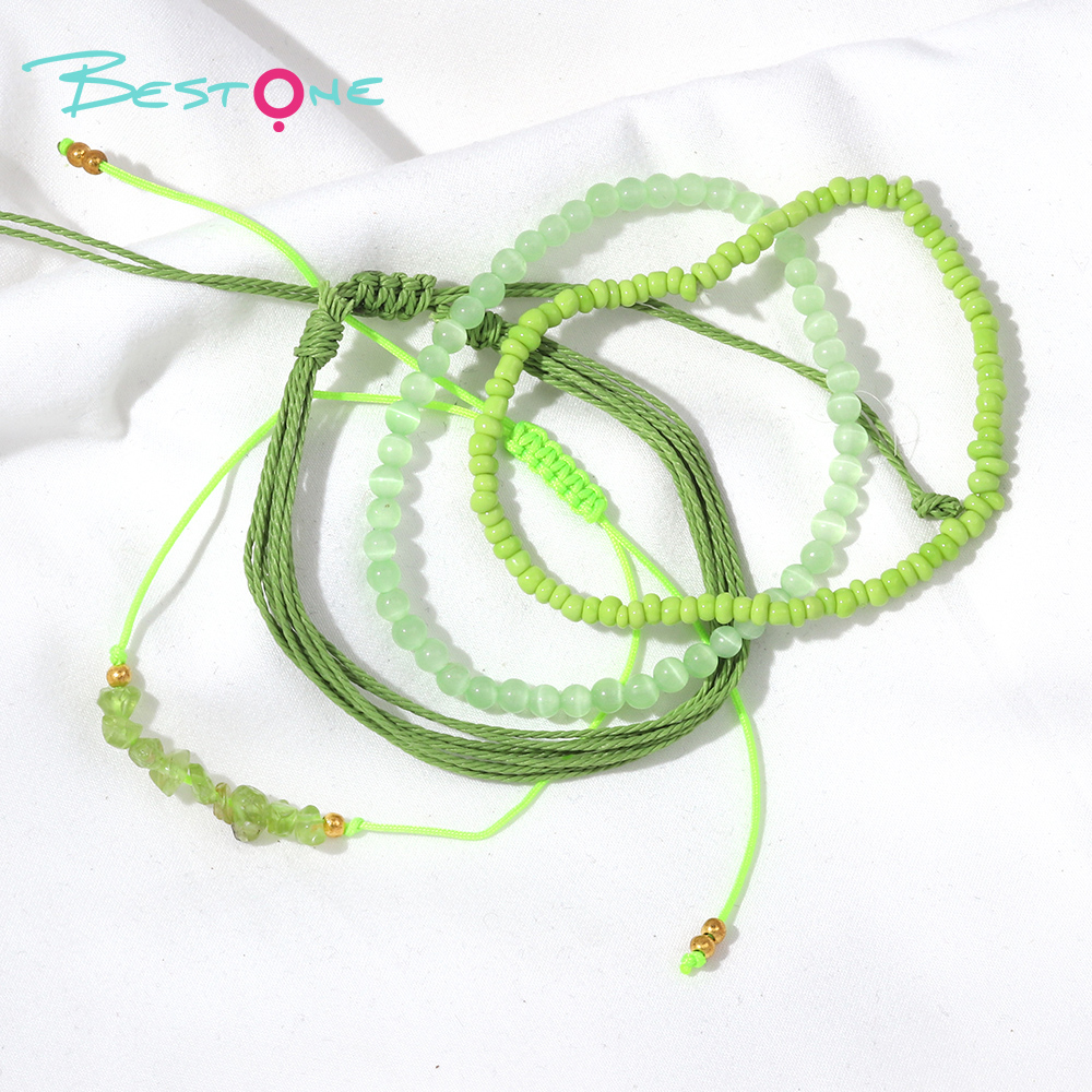 Handmade Bracelet with Natural Green Cat's Eye and Olive Crystals